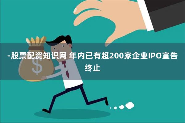 -股票配资知识网 年内已有超200家企业IPO宣告终止