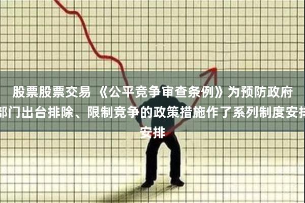 股票股票交易 《公平竞争审查条例》为预防政府部门出台排除、限制竞争的政策措施作了系列制度安排